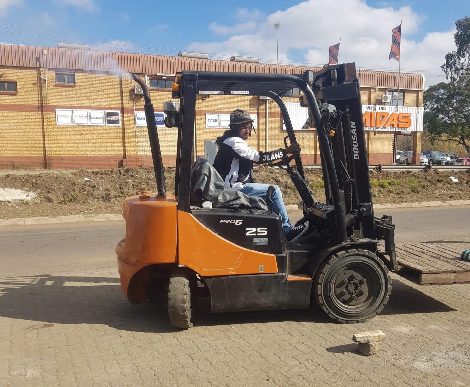 Forklift operator training practical session at Ellena