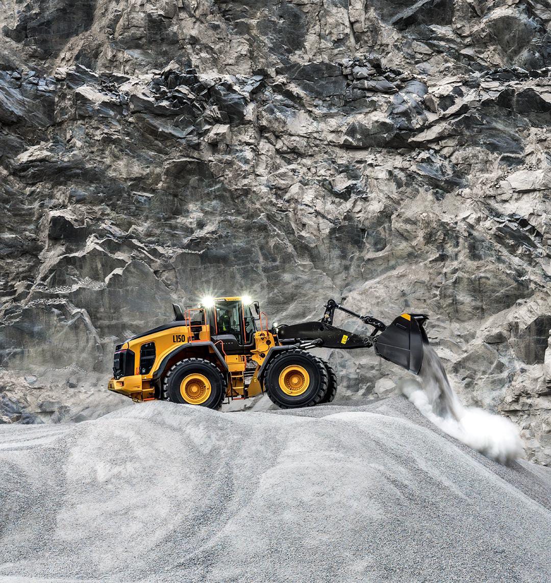 Front end loader at work moving aggregates