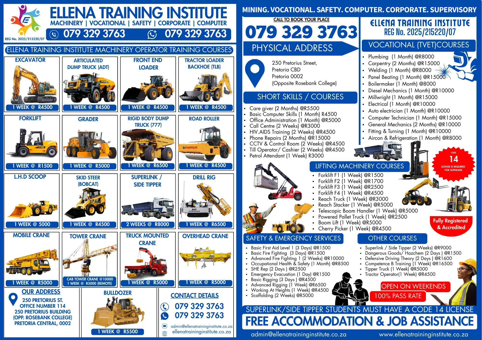 Ellena Training Institute full course catalogue